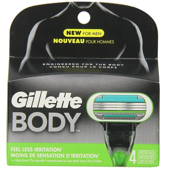 Gillette Body Razor Cartridges 4 Count + FREE Eyebrow Trimmer