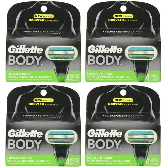 Gillette Body Razor Cartridges 4 Count (Pack of 4)