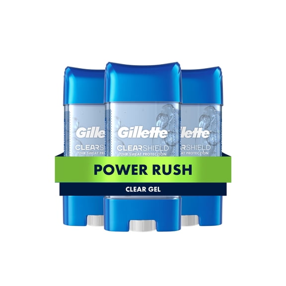 Gillette Antiperspirant Deodorant for Men, Clear Gel, Power Rush Scent, 3.8 oz, Triple Pack