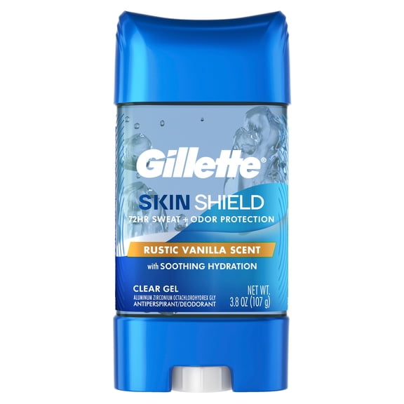 Gillette Antiperspirant and Deodorant for Men, Clear Gel Rustic Vanilla Scent, 3.8 oz