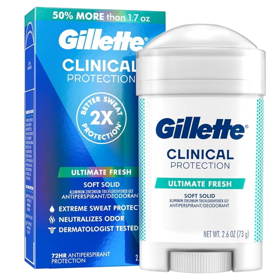 Gillette Clinical Antiperspirant Deodorant for Men, Ultimate Fresh Scent, Advanced Solid, 2.6 Ounce (Packaging May Vary)