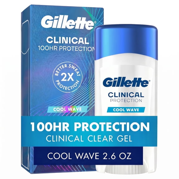 Gillette Antiperspirant Deodorant for Men, Clinical Protection Clear Gel Cool Wave Scent, 2.6 oz
