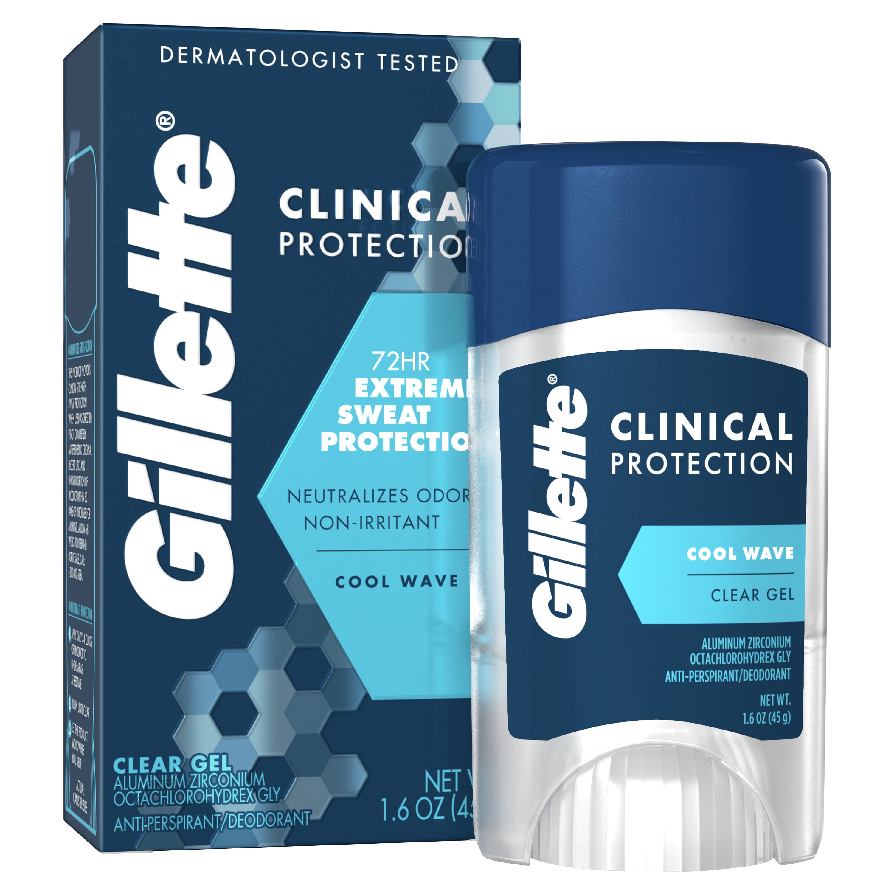  Gillette Clinical Clear Gel Cool Wave Antitranspirante y  desodorante para hombres, marca clínica #1 para hombres, 2.6 onzas :  Belleza y Cuidado Personal