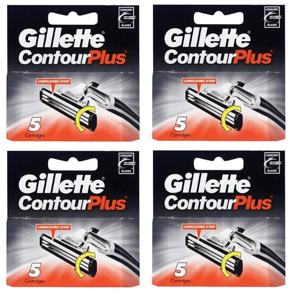 Gillette Contour Plus (same as Atra Plus) Refill Blade Cartridges, 5 Count (Pack of 4)