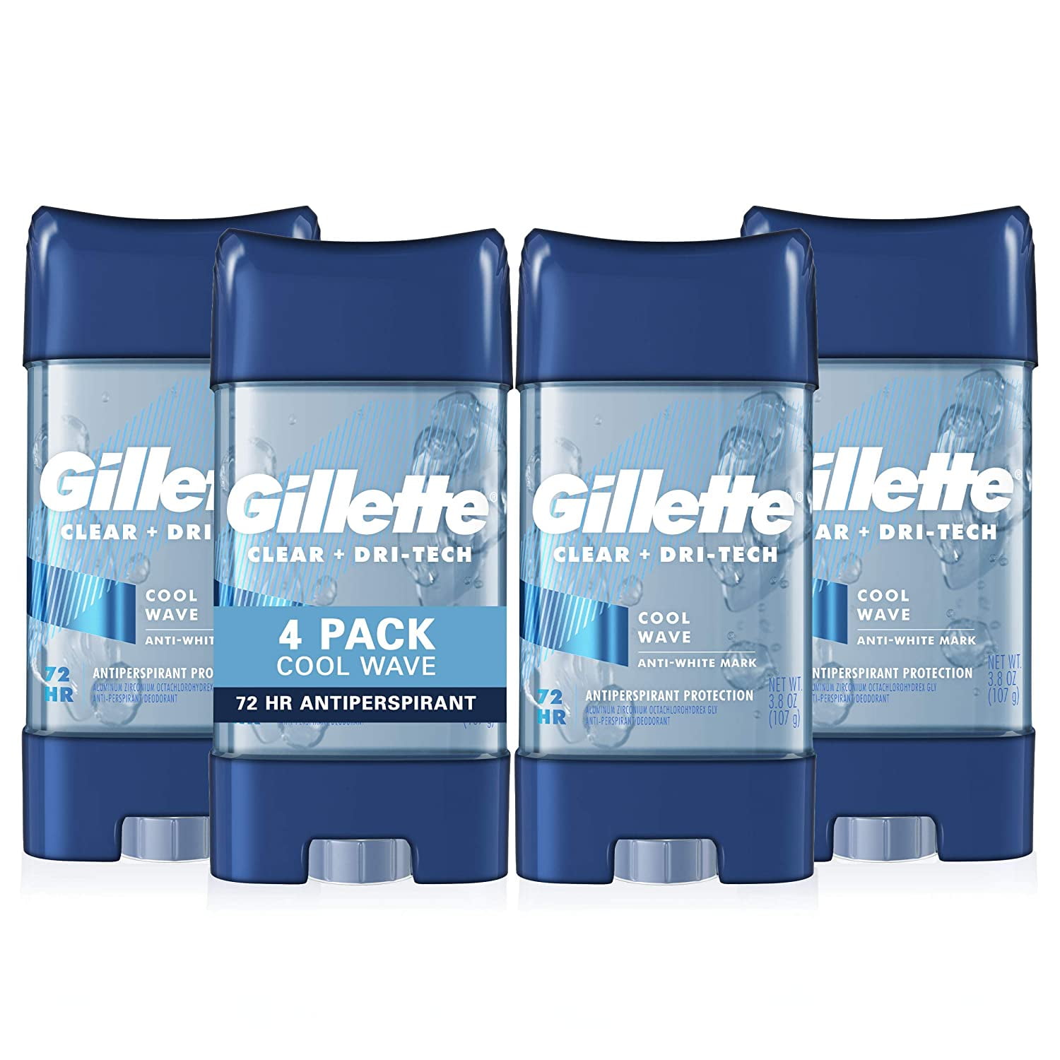 Gillette Endurance Cool Wave Clear Gel Deodorant, 3.8 oz, Pack of