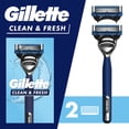 thumbnail image 1 of Gillette Mens Razor, Clean & Fresh, Handle + 2 Blade Refills, 1 of 10