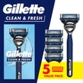 thumbnail image 1 of Gillette Mens Razor, Clean & Fresh, Handle + 5 Blade Refills, 1 of 9