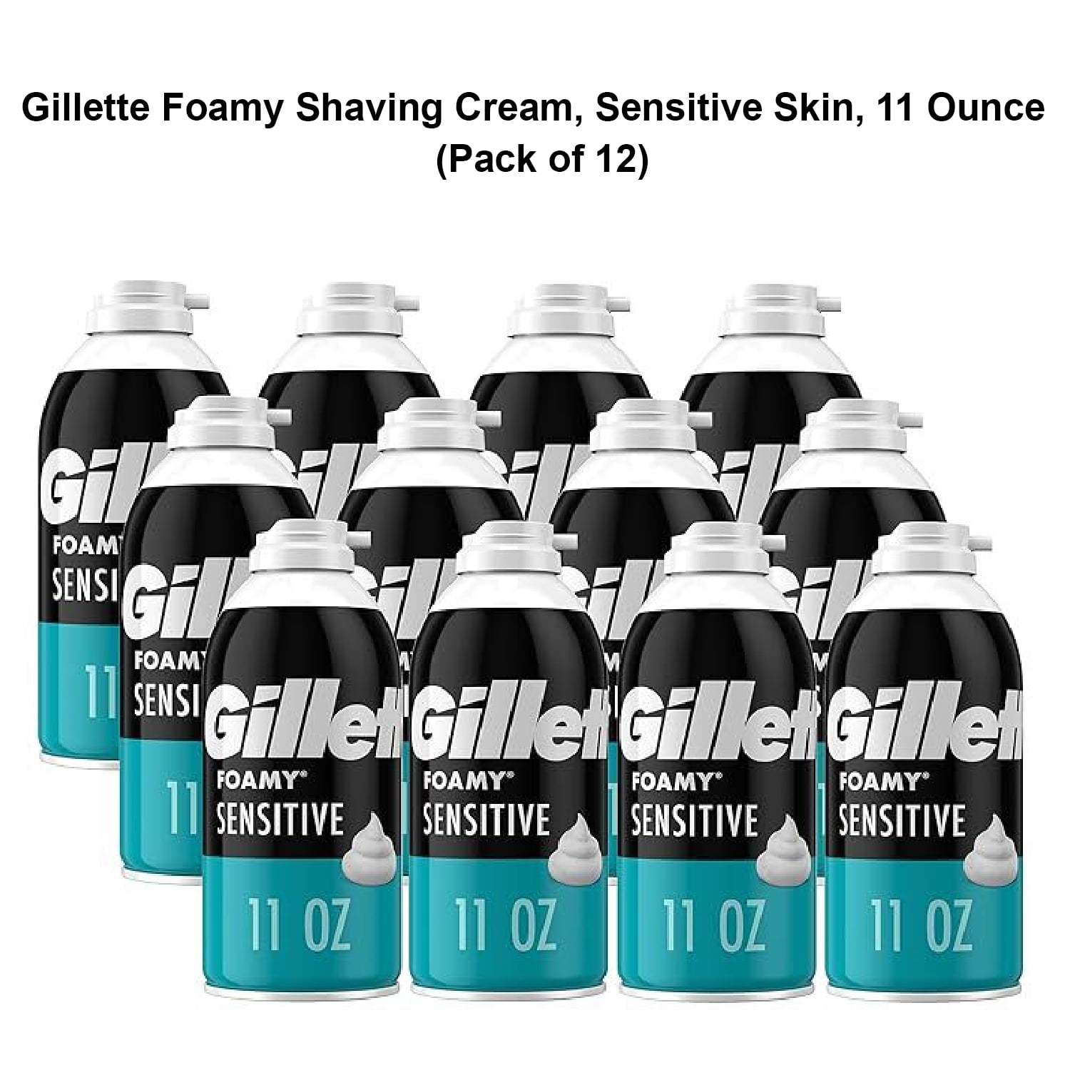 Gillette Foamy Shaving Cream, Sensitive Skin, 11 Ounce (Pack of 12