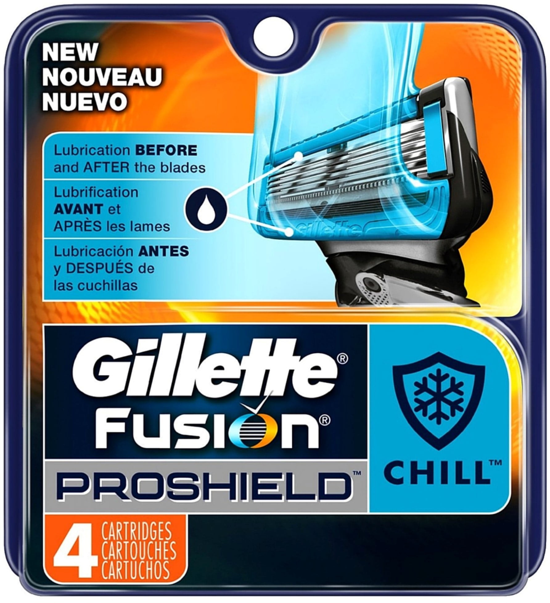 Gillette Fusion ProShield Razor Refill Cartridges, Chill 4 ea (Pack of 2)