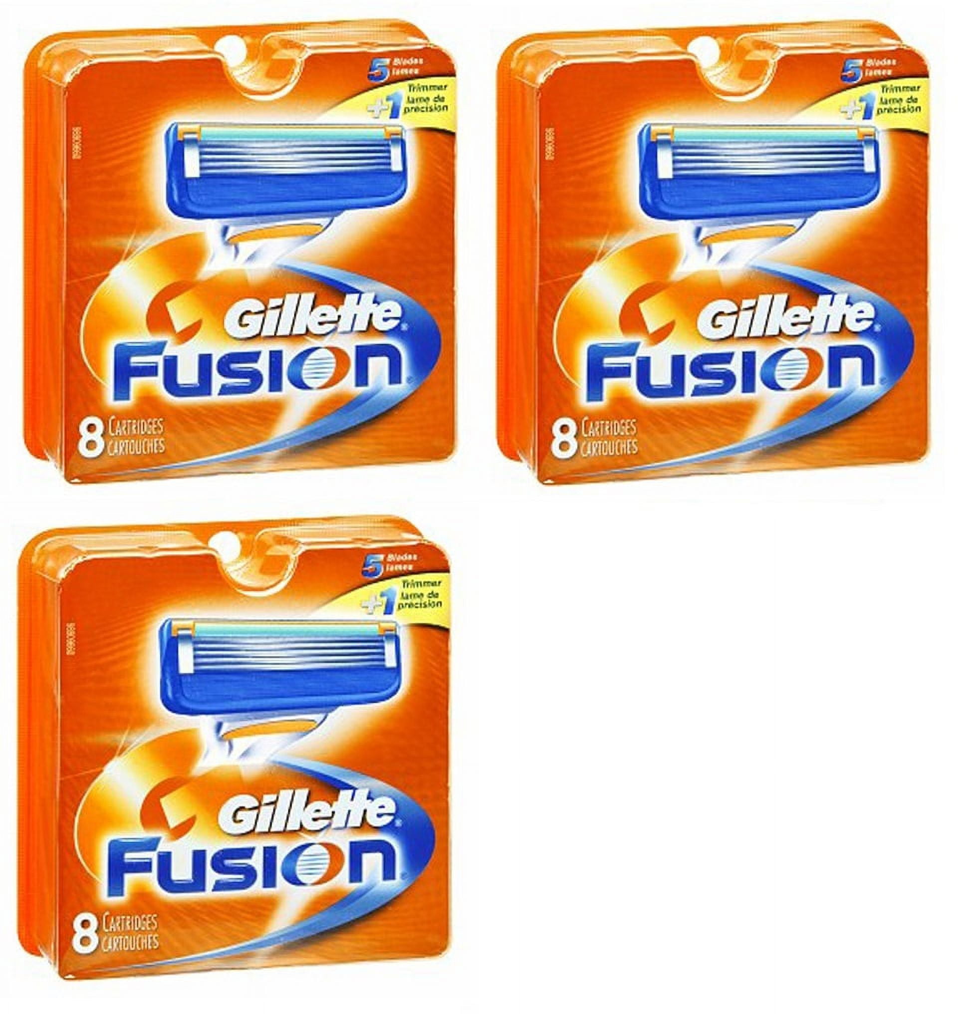 Gillette Fusion Refill Razor Blade Cartidges, 8 Ct. (Pack of 3)