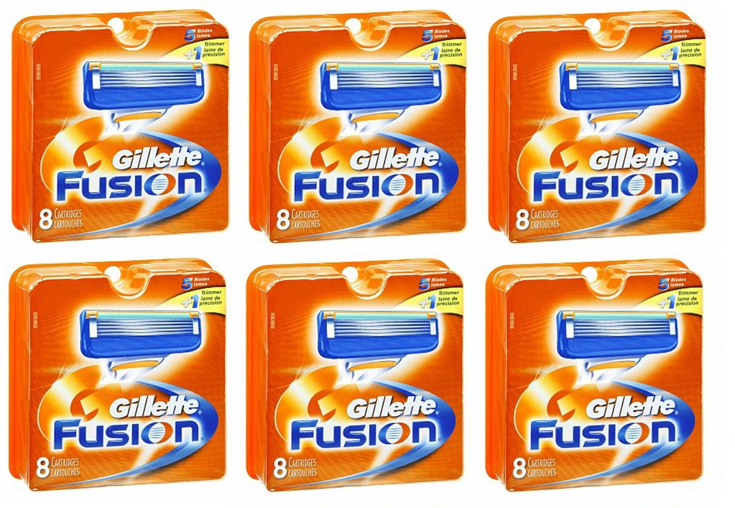 Gillette Fusion Refill Razor Blade Cartidges, 8 Ct. (Pack of 6)