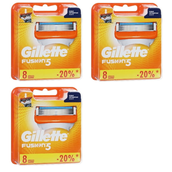 Gillette Fusion5 Manual Regular Refill Blade Cartridges, 8 Count (Pack of 3)