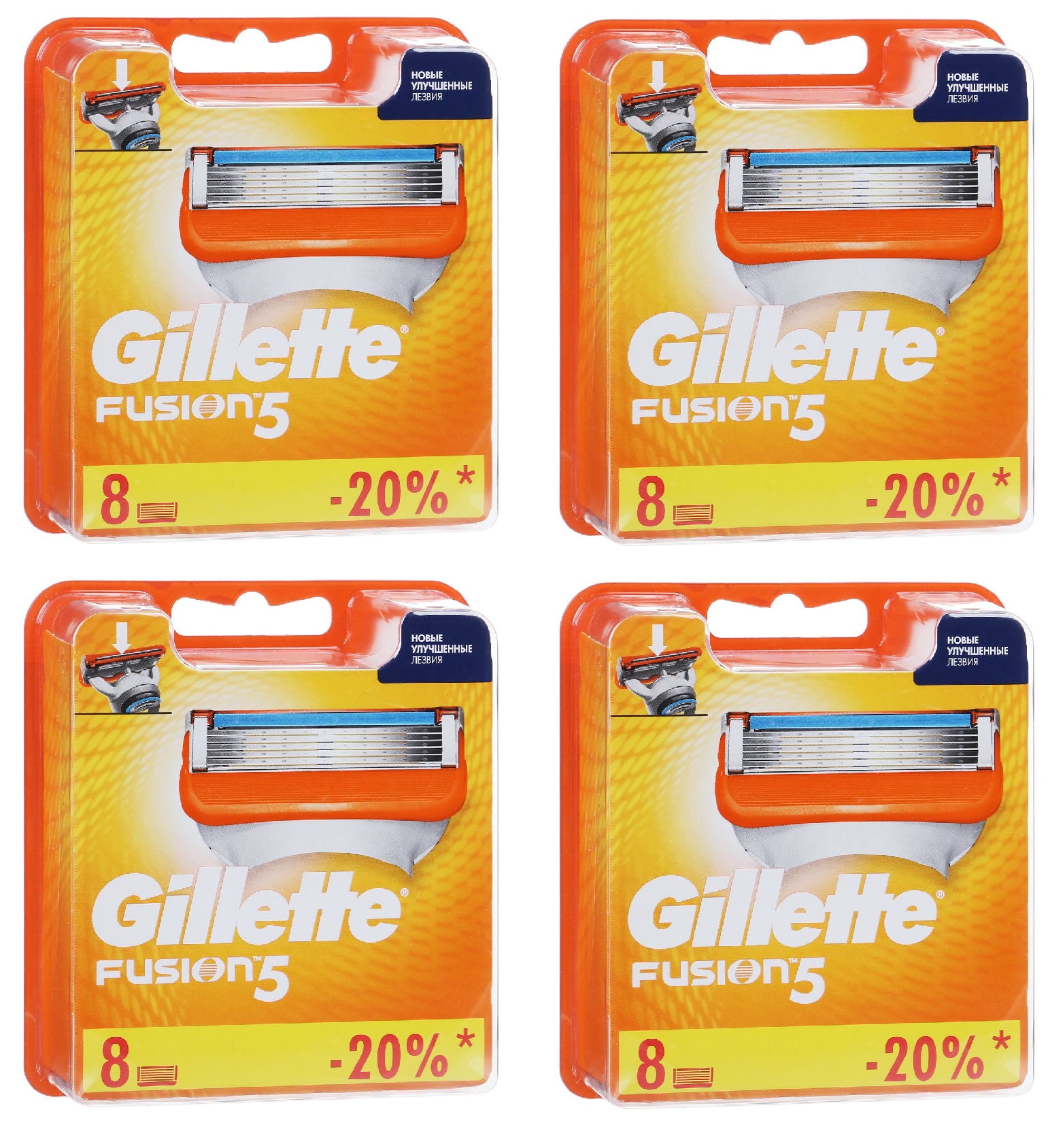 Gillette Fusion5 Manual Regular Refill Blade Cartridges, 8 Count (Pack of 4)