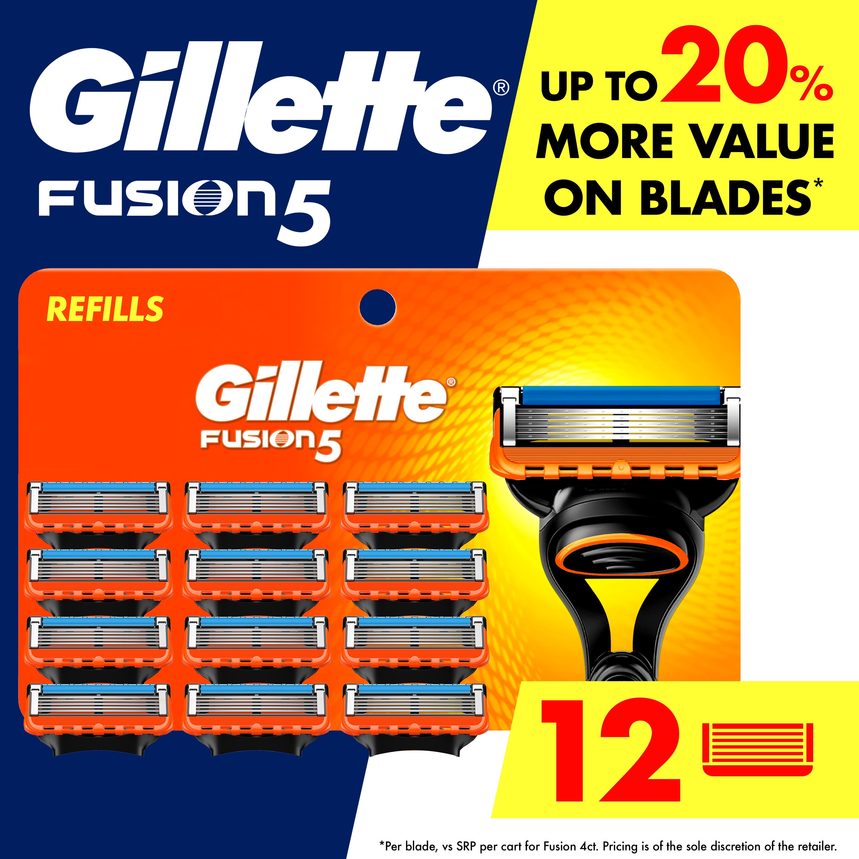 Gillette Fusion5 Men's Razor Blade Refills, 12 Count - Walmart Business ...