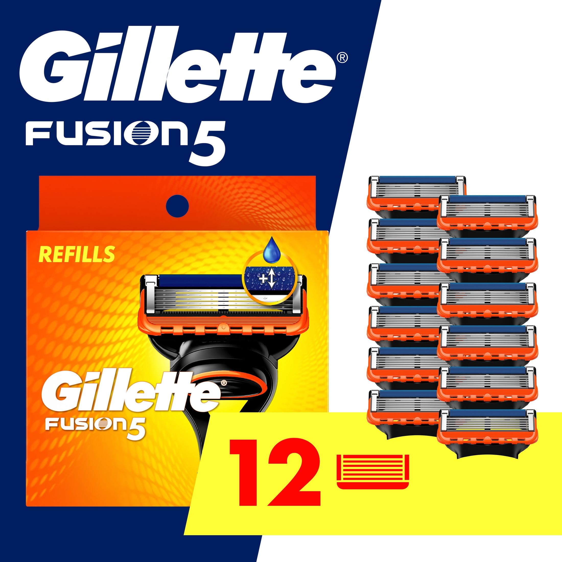 Gillette Fusion5 Razor Blades for Men, 12ct Razor Blade Refills
