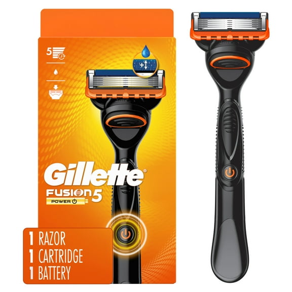 Gillette Fusion5 Power Men's Razor Handle, Orange, 1 Blade Refill