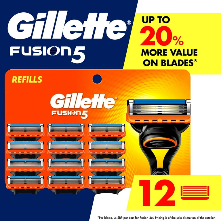 Gillette Fusion5 Razor Blade Refill Manual Razor Men 12 count