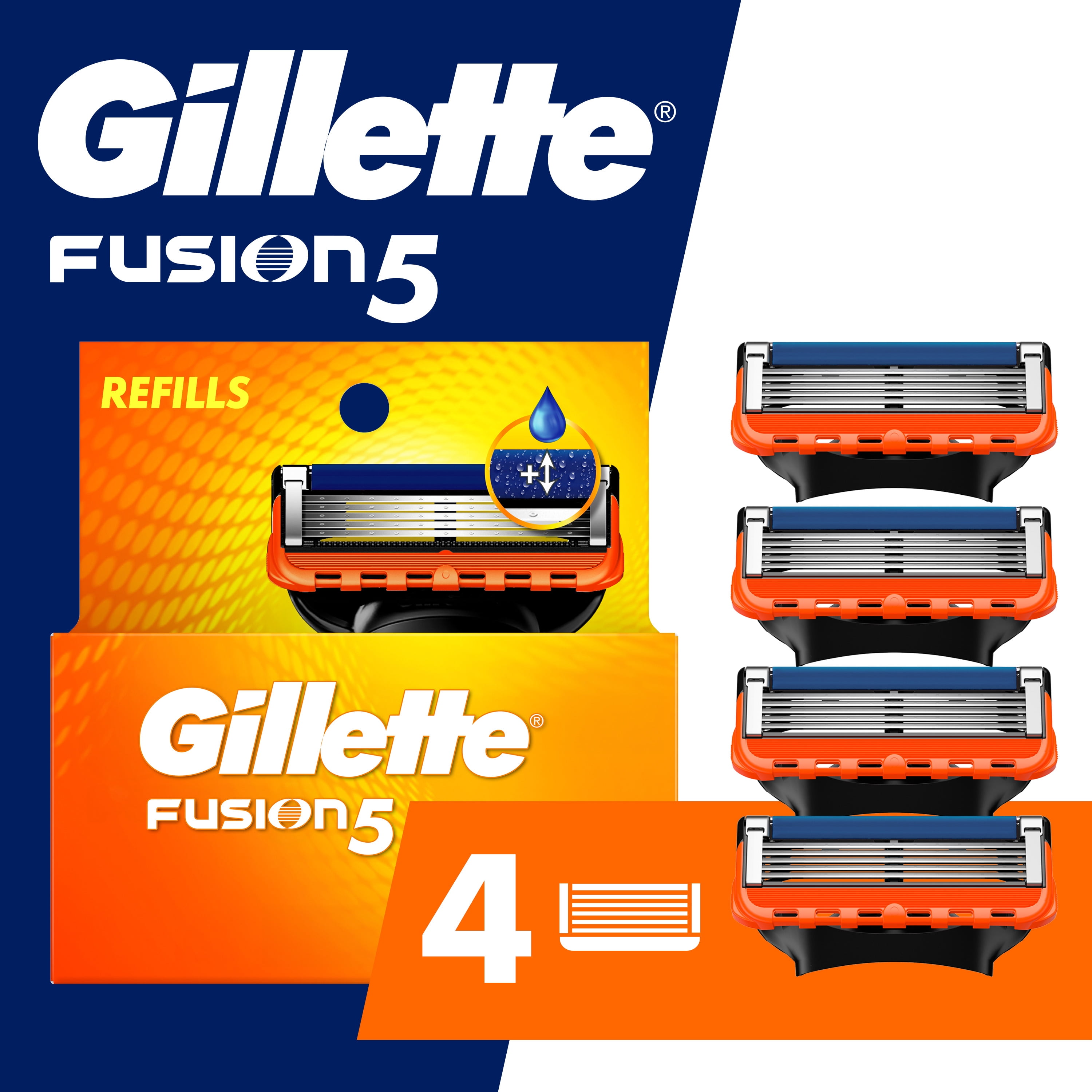 Gillette Fusion5 Razor Blade Refill ,Manual Razor Men , 4 count