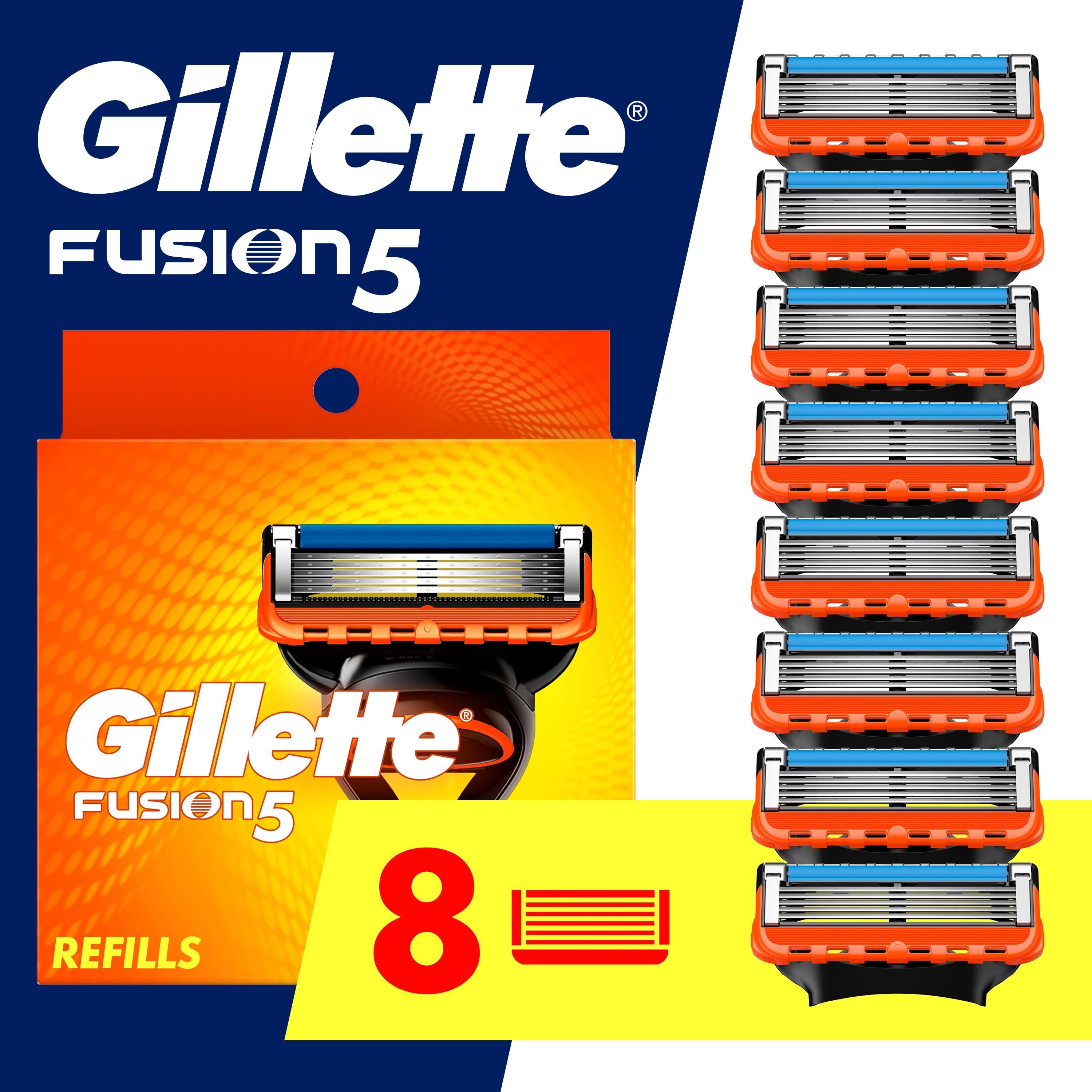 Gillette Fusion5 Cartridge Men's Razor Blade Refills, 8 Count
