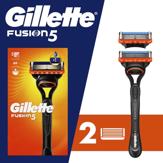 Gillette Fusion5 Razor Men 5 Blade Manual Razor ,1 Handle and 2 Blade Refills ,Black