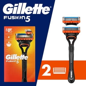 Gillette Fusion5 Razor Men 5 Blade Manual Razor ,1 Handle and 2 Blade Refills ,Black