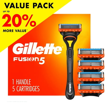 Gillette Fusion5 Manual Razor Blade Men, 1 Handle and 5 Blade Refills, Black