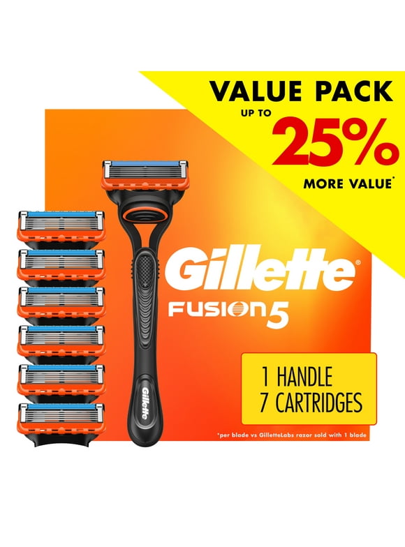 Gillette Fusion5 Razor for Men, Handle + 7 Razor Blade Refills, Gray