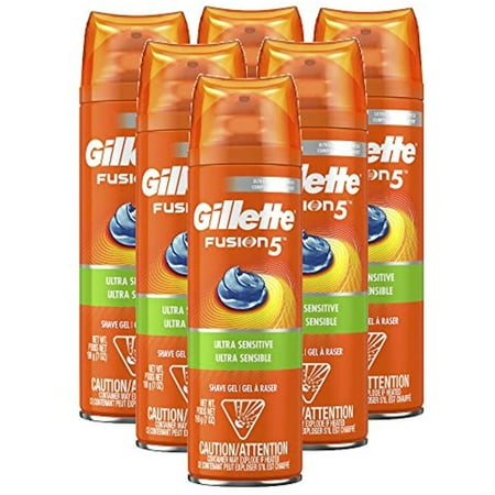 Gillette Fusion5 Ultra Sensitive Shave Gel, 7Oz, Pack Of 6
