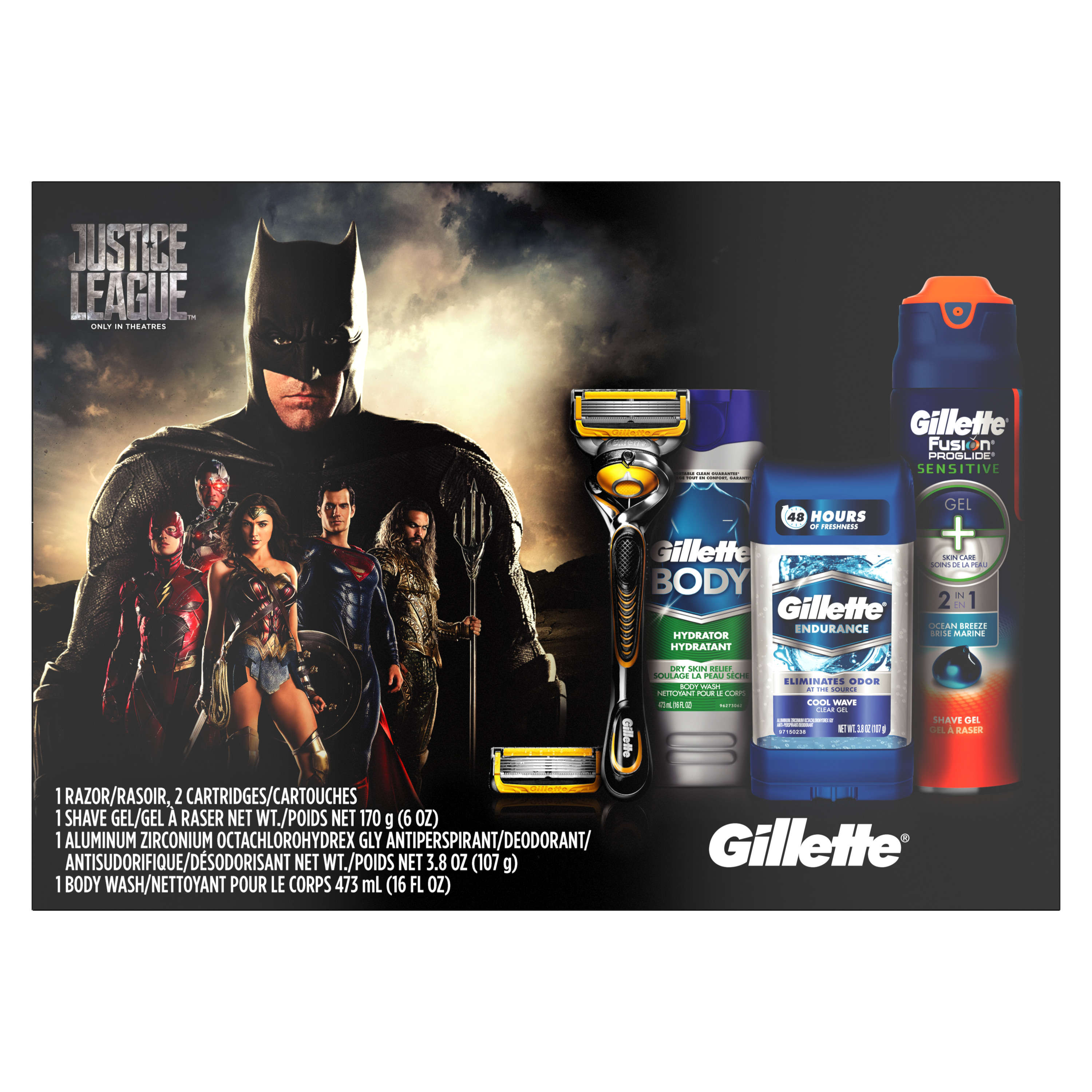 Gillette Gift Set With Fusion5 Proshield Razor + 2 Cartridges, Shave Gel, Cool Wave Antiperspirant and Deodorant, Body Wash - 6 Pc - image 1 of 9
