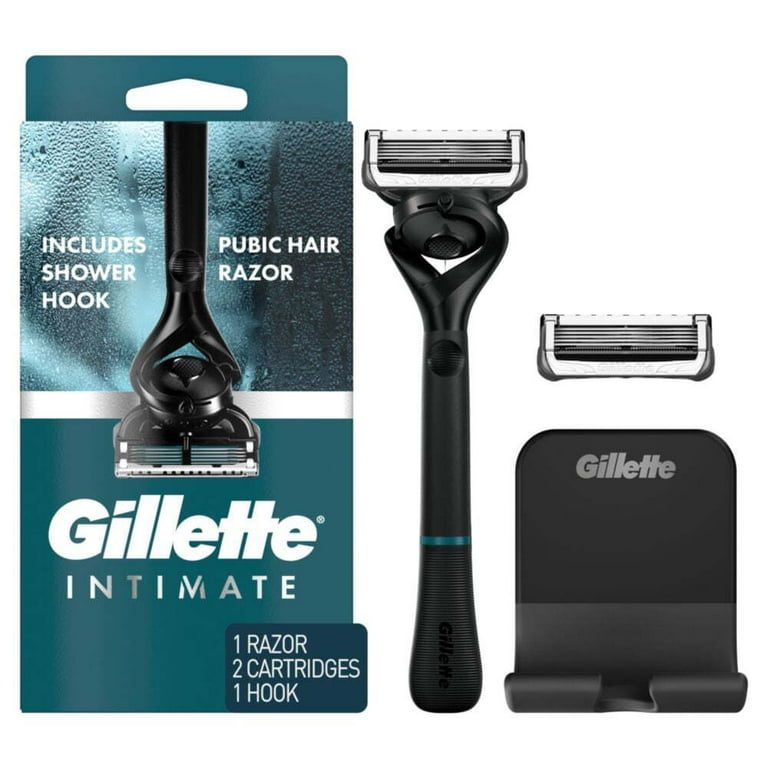 Gillette Intimate Pubic Hair Razor for Men Black 1 Handle 2 Blade Refills