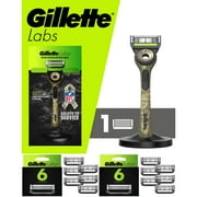 Gillette Labs Salute to Service 5-Blade Manual Razor Bundle with 12 Blade Cartridge Refills, Green Camo (Walmart Exclusive)