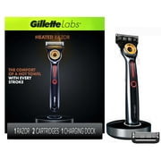 Gillette Labs Men's Heated Razor Starter Kit - 1 Handle, 2 Blade Refills, 1 Charging Dock, Black
