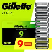 Gillette Labs Men's Razor Blade Refills with Exfoliating Bar, Green, 9 Refills
