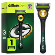 Gillette Labs Official Packers Licensed Razor for Men, Perfect for Game Day Grooming, Gillette Labs with Exfoliating Bar, 1 Handle, 1 Blade Refill