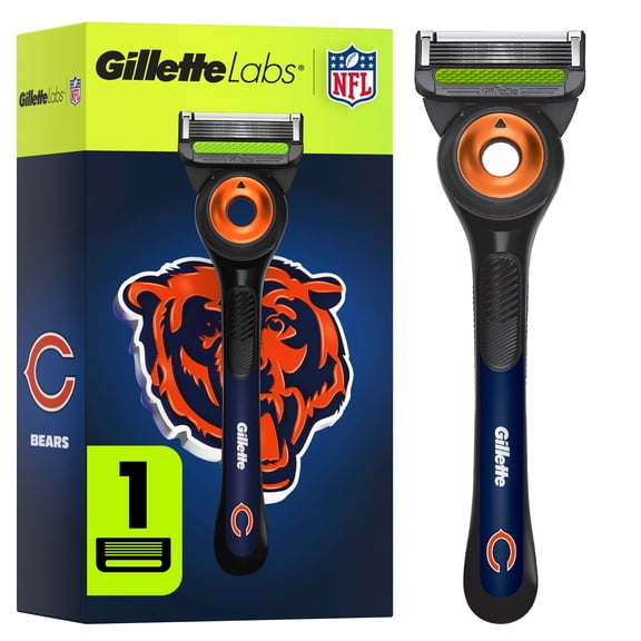 Gillette Labs Official Bears Licensed Razor for Men, Perfect for Game Day Grooming, Gillette Labs with Exfoliating Bar, 1 Handle, 1 Blade Refill