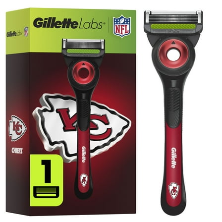 Gillette Labs Official Chiefs Licensed Razor for Men, 1 Handle, 1 Blade Refill, Perfect for Game Day Grooming, Gillette Labs with Exfoliating Bar