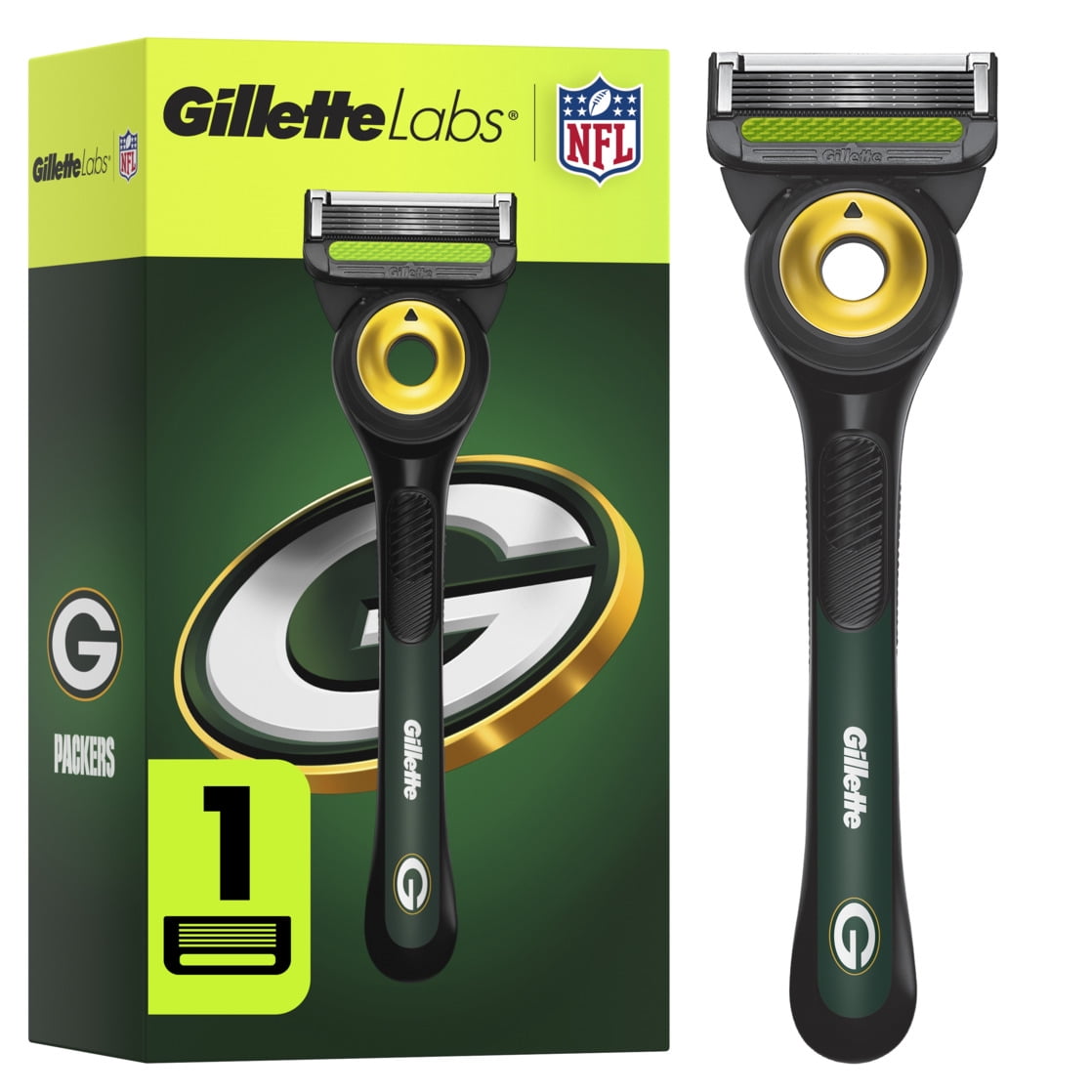 Gillette Labs Official Packers Licensed Razor for Men, 1 Handle, 1