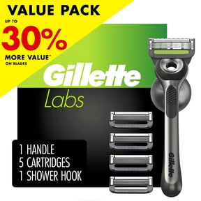 Gillette Labs Razor with Exfoliating Bar - Includes 5 Refills and Wall Hanger