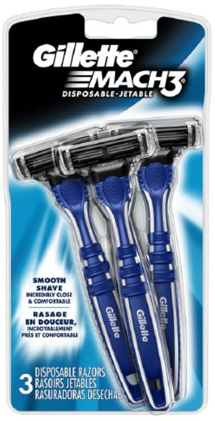 Gillette MACH3 Smooth Shave Disposable Razors 3 ea (Pack of 4)