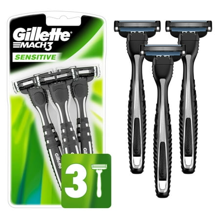 Gillette Mach 3 Sensitive Men 3 Blade Disposable Razor,3 count