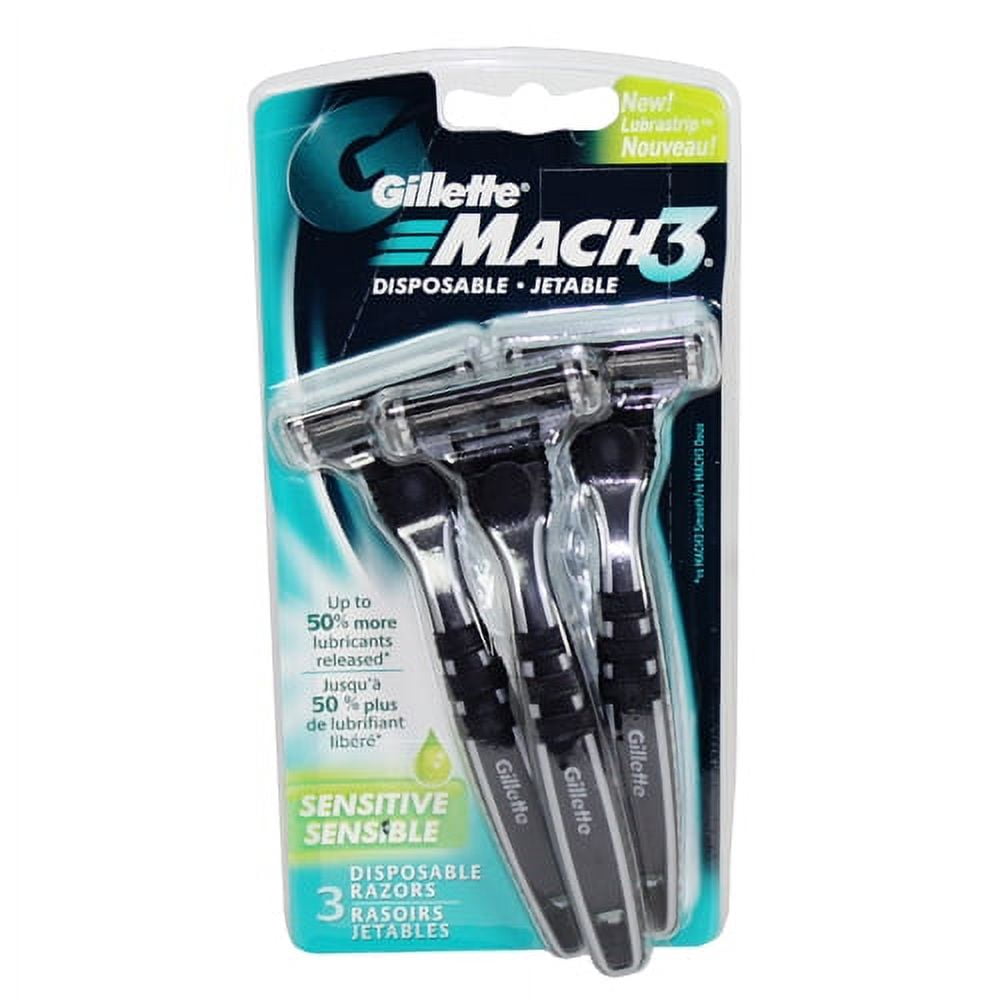 Gillette Mach3 Disposable Razors, Sensitive (Pack of 3)