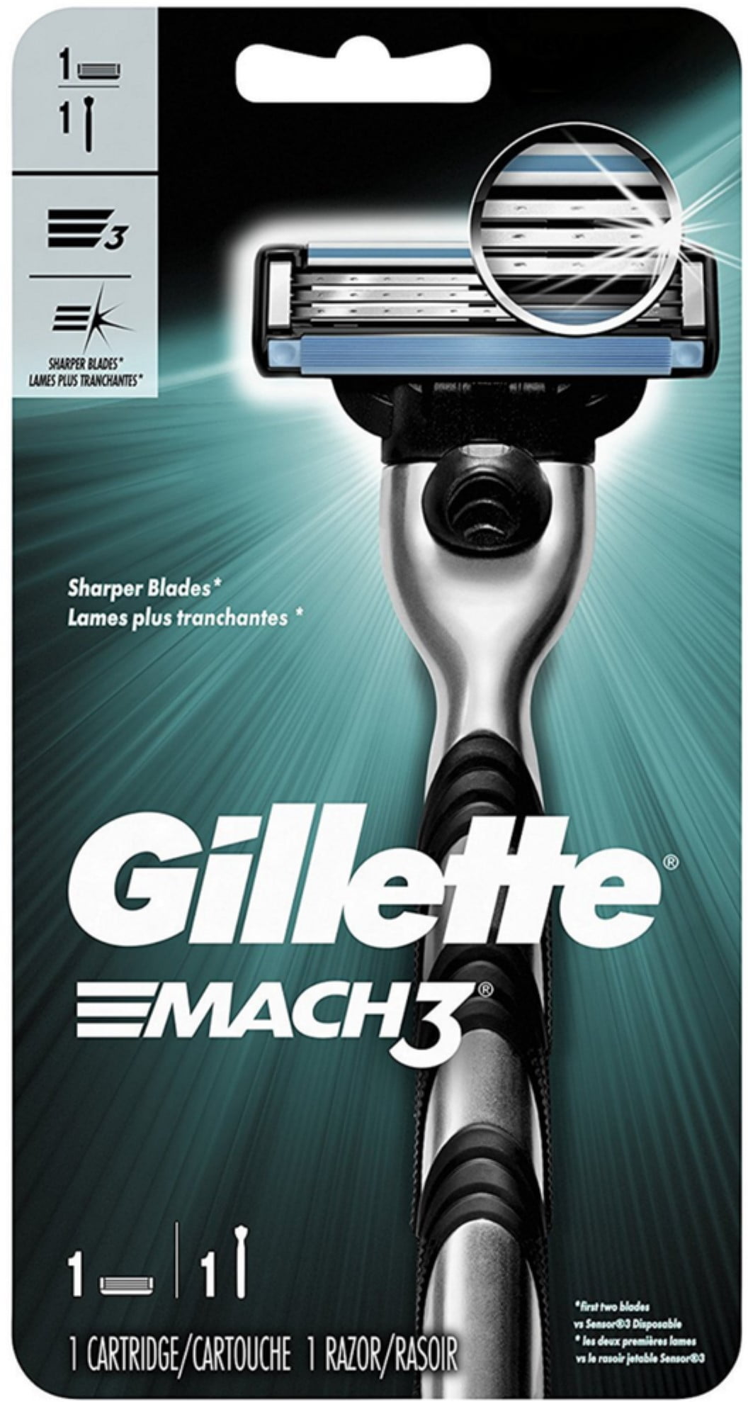 Gillette Mach3 Men's Razor, Handle & 1 Blade Refill 1 ea (Pack of 6)