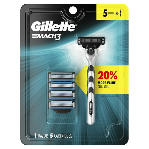 Gillette Mach3 Men's Razor Handle + 5 Blade Refills