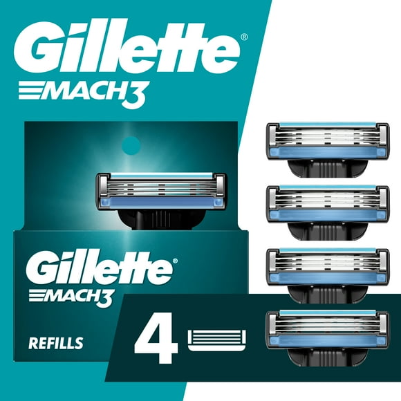 Gillette Mach3 Mens Razor Blades Refill Cartridges, 4 ct