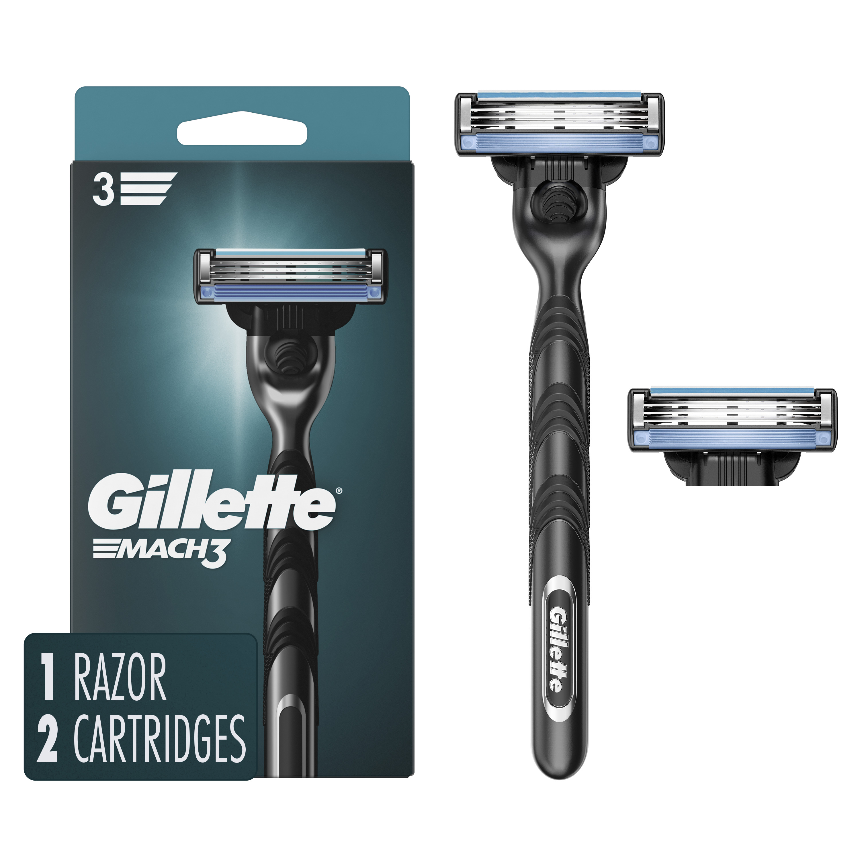 Gillette Mach3 Mens Razor Handle and 2 Blade Refills - image 1 of 9