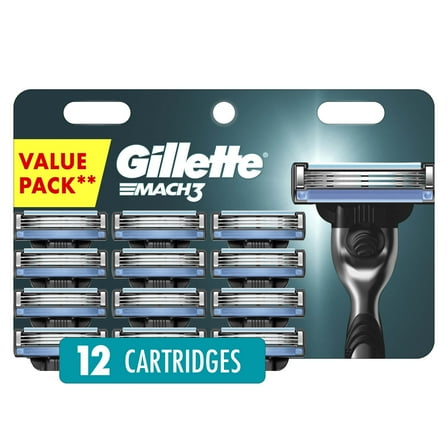 Gillette Mach3 Razor Blade Refill ,Manual Razor Men , 12 count