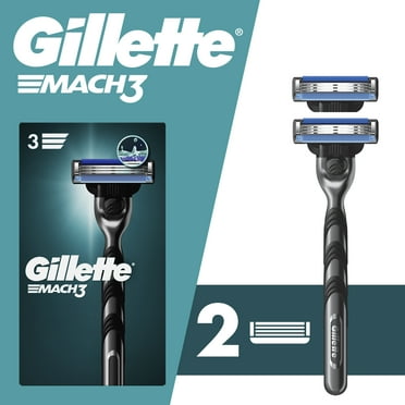 Gillette Mach3 Razor Men 3 Blade Manual Razor ,1 Handle and 2 Blade Refills ,Silver