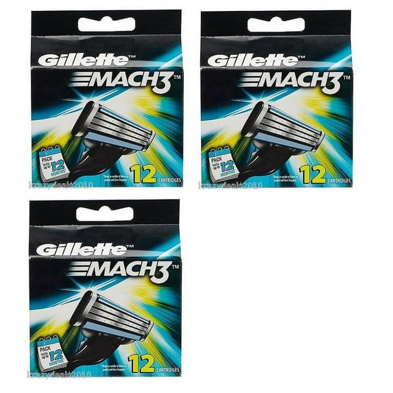 Gillette Mach3 Refill Cartridges, 12 Ct. (Pack of 3)