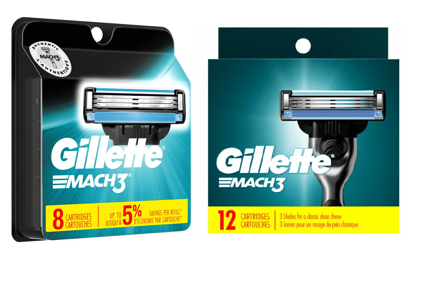 Gillette Mach3 Replaceable Blade Refills, 20 Count (8ct+12ct) with ...