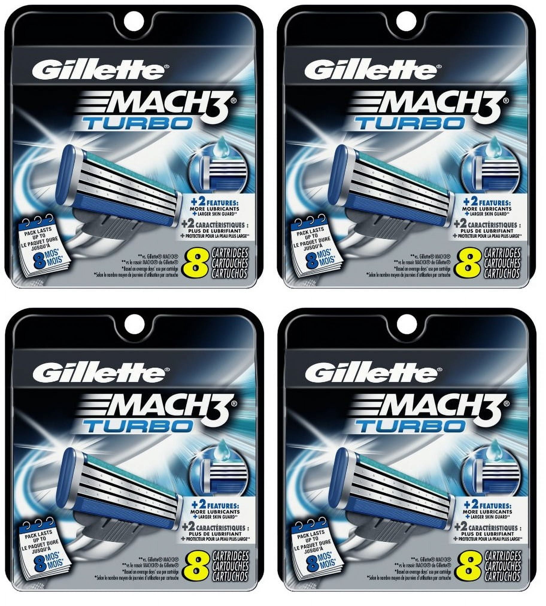 Opfylde Ryg, ryg, ryg del talent Gillette Mach3 Turbo Razor Refill Cartridges, 8 Ct (Pack of 4) + 3 Count  Eyebrow Trimmer - Walmart.com